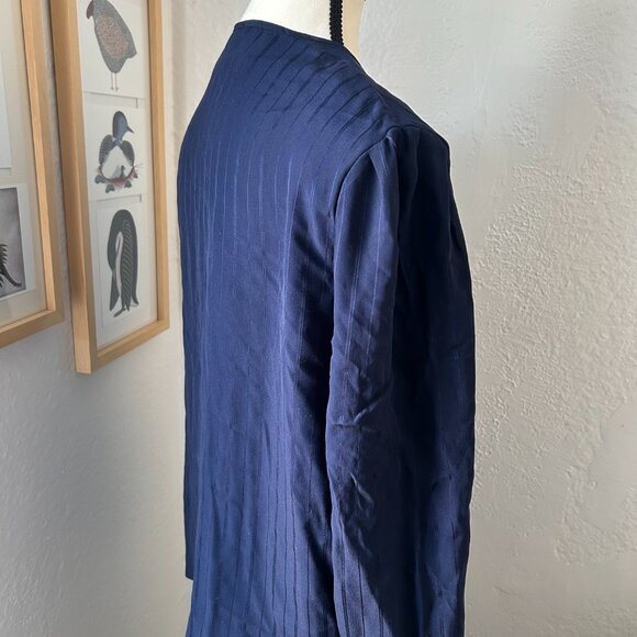 Soo Yung Lee 100% Silk Matching Matching Jacket and Skirt Set Navy Blue Size 14 - Picture 5 of 15